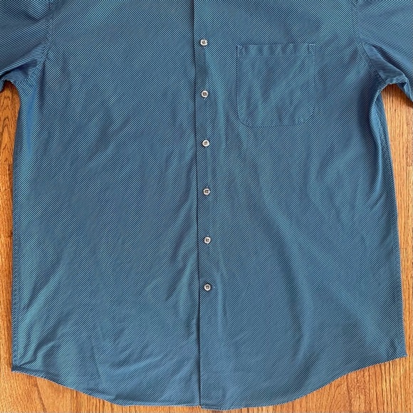 Perry Ellis Preferred Collection blue striped long sleeve button up shirt 16.5 - Picture 8 of 16